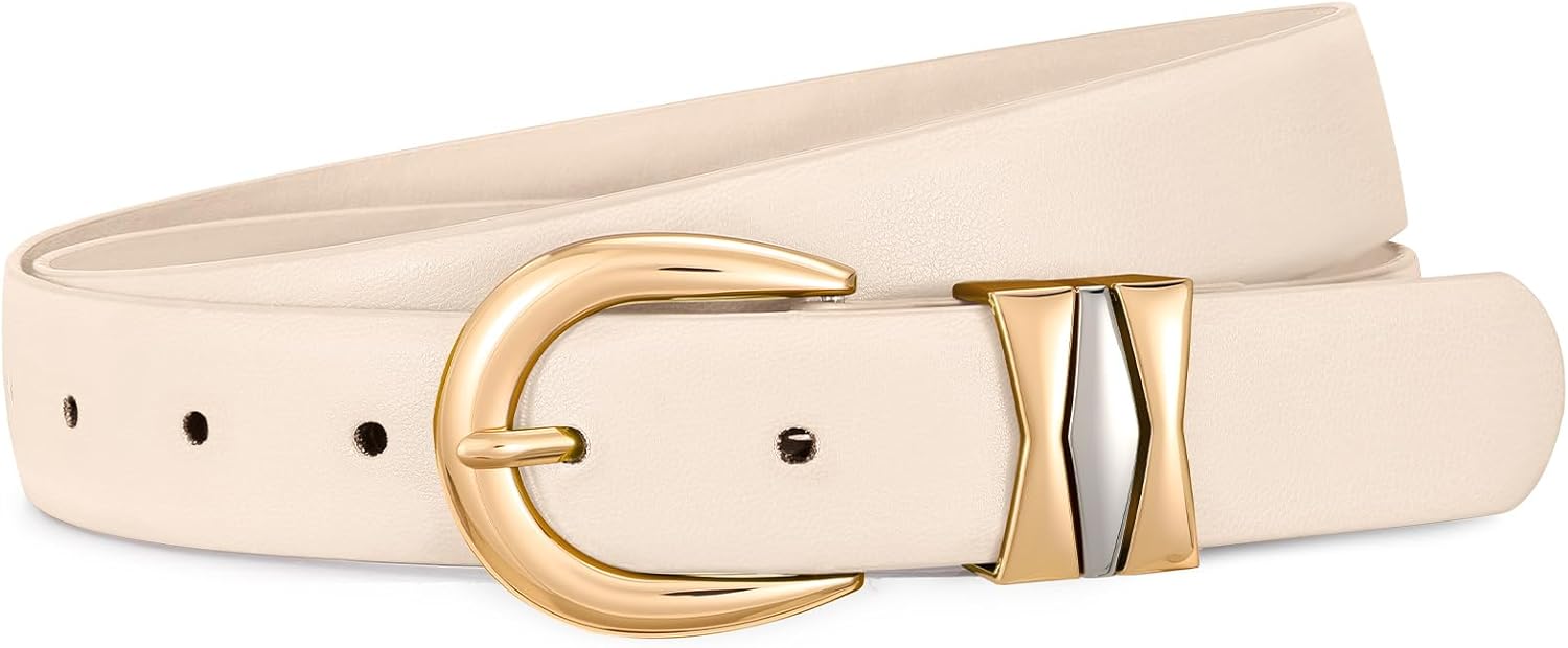 SUOSDEY Women Leather Belts for Jeans Pants Dresses Ladies Leather Belts with Gold Buckle