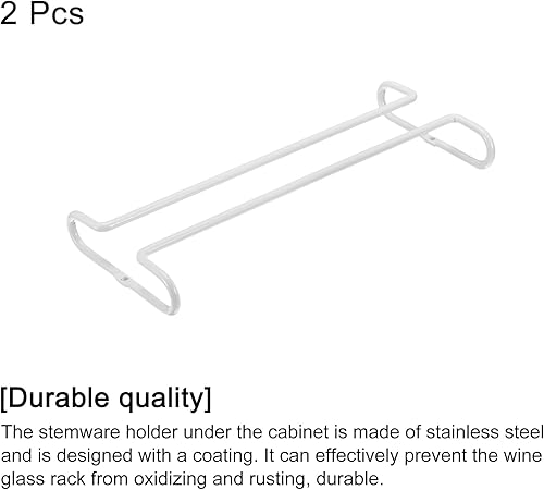 Miniatura 10 de uxcell Estante para copas de vino debajo del gabinete, 2 piezas de 10 pulgadas, estante colgante de acero inoxidable para copas de vino, organizador