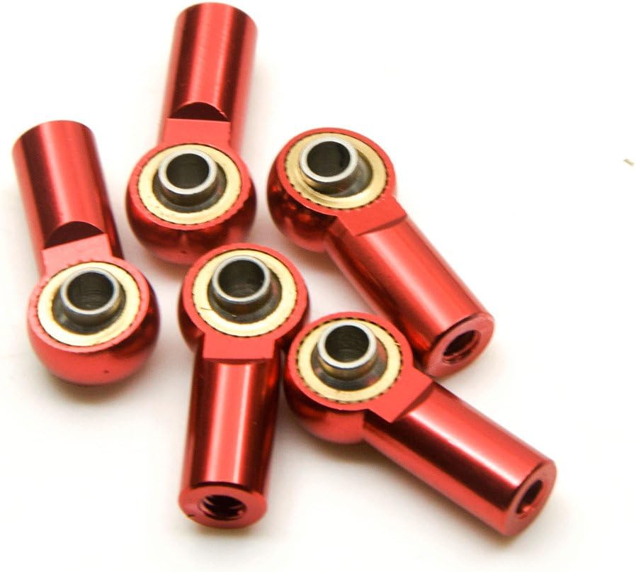 RC-Hub 10Pcs M3 Rod Ends Ball Joint Aluminum Alloy Ball Ends for 1/10 Axial SCX10 90046 D90 D110 CC01 F350 RC Crawler Car (Red)
