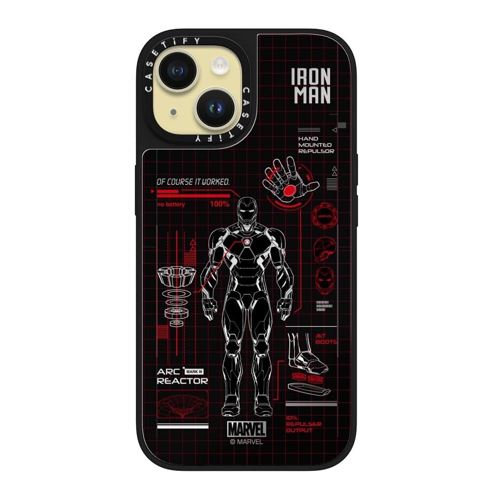 CASETiFY Custodia a specchio per iPhone 15 [I M Co-Lab/riflettente/1,5 m protezione contro le cadute/compatibile con Magsafe] - I M Blue Print Tech - Rosso - Argento su Nero