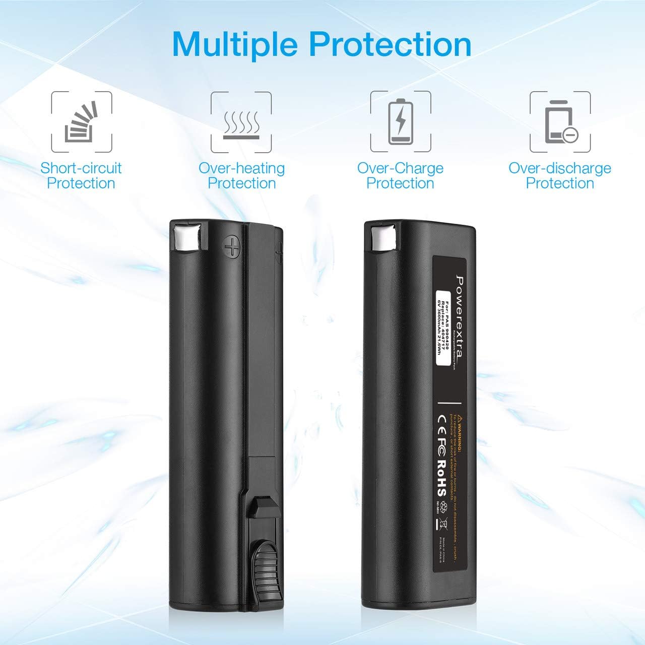 Powerextra 2 Pack 6V 3600mAh NI-MH Battery Compatible with Paslode 404717 B20544E BCPAS-404717 404400 900400 900420 900600 901000 902000 B20720 CF-325 IM200 F18 IM250 IM250A IM350A IM350CT PS604N