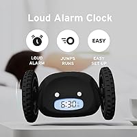 Vista 2 de CLOCKY Extra Loud Alarm Clock for Heavy Sleepers on Wheels Rolls Runaway Vibrating Easy To Set Super Smart Snooze Digital Bed Shaker Alarm Clock
