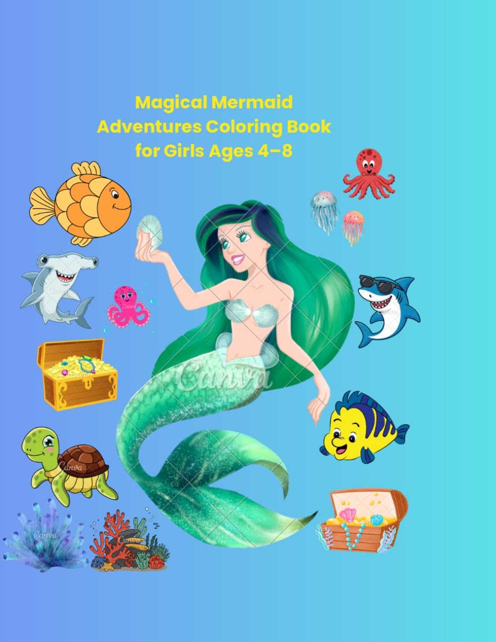 Magical Mermaid Adventures Coloring Book for Girls Ages 4–8: Big and Easy Cute Mermaids, Underwater Friends, and Fun Ocean Scenes for Little Artists