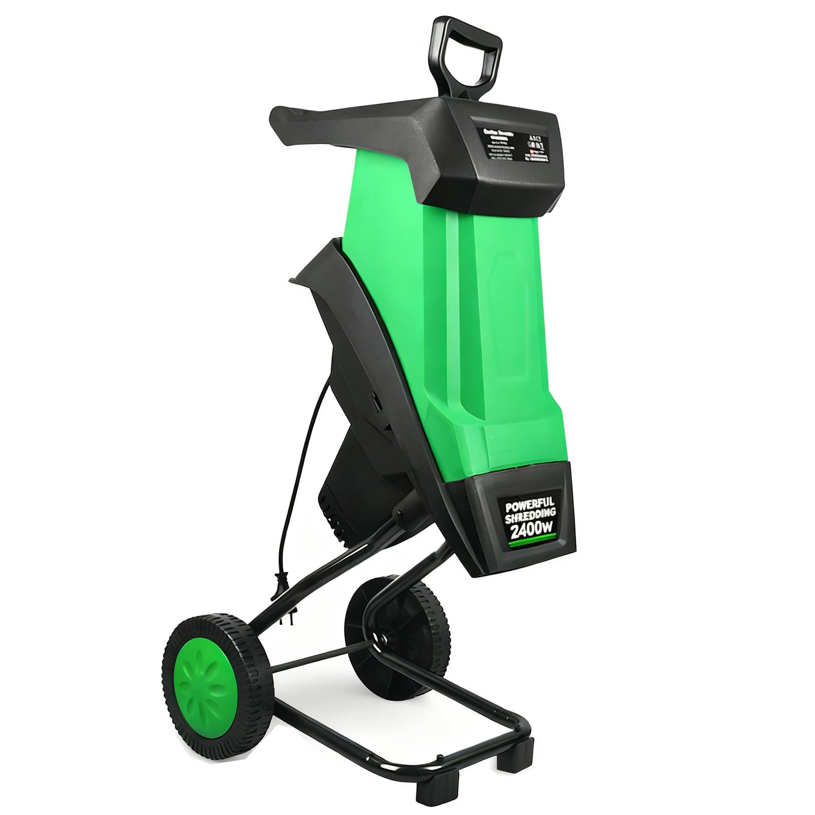 Trituradora de JardíN, Trituradora De Madera EléCtrica de 2400 W, Cuchillas de Acero Al Manganeso de Doble Cara y DiáMetro de Corte de 40 Mm para Triturado, Compostaje Y Limpieza De Jardines