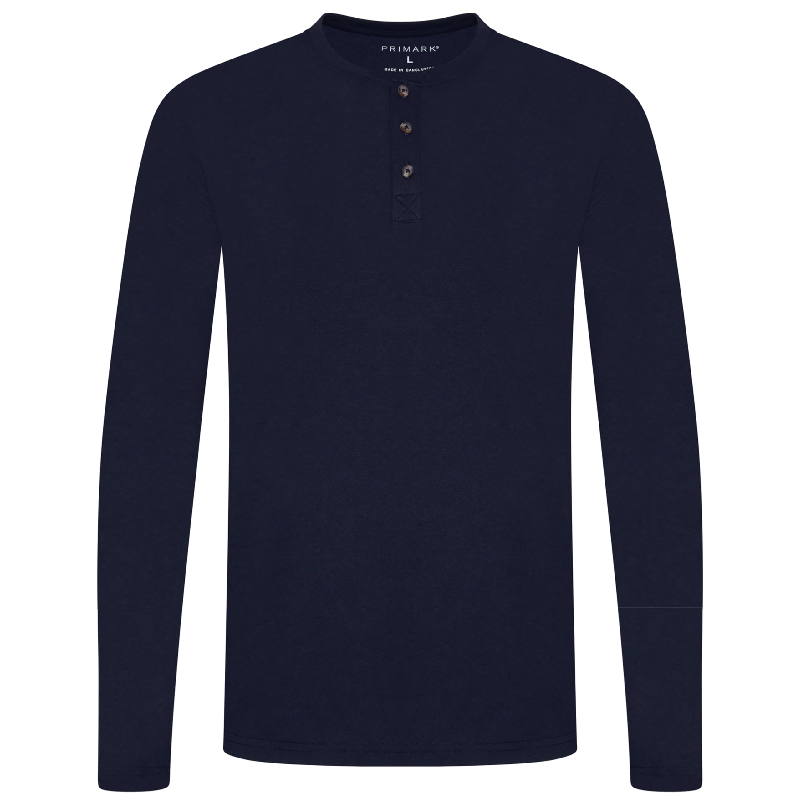 Urban Heritage Long Sleeve Henley Top (UK, Alpha, L, Regular, Regular, Navy Blue)