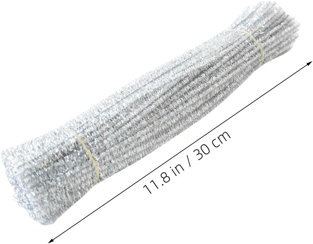 Generic 600pcs Silver Glitter Pipe Cleaners: Tinsel Pipe Cleaners - Metallic Craft Stems - 12 Inch X 6 Mm Glitter Chenille Sticks for DIY Art Projects Ornaments