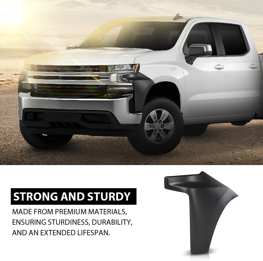 Front Bumper End Cap Extension, Compatible with Chevy Silverado 1500 2019-2022, Bumper Ends Extension Trim Replacement, Left Driver Side