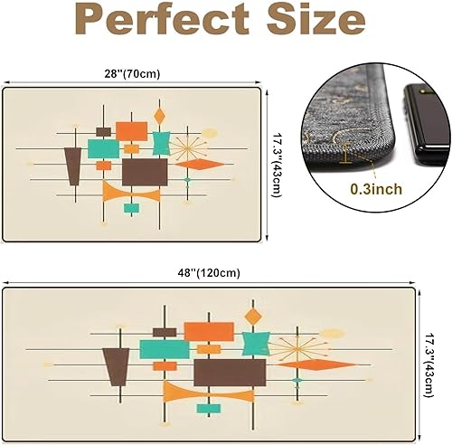 Miniatura 2 de Juego de alfombras de cocina de los años 50, estilo vintage, retro, de los años 50, Mod Fifties, geométrico, tapete de cocina para piso