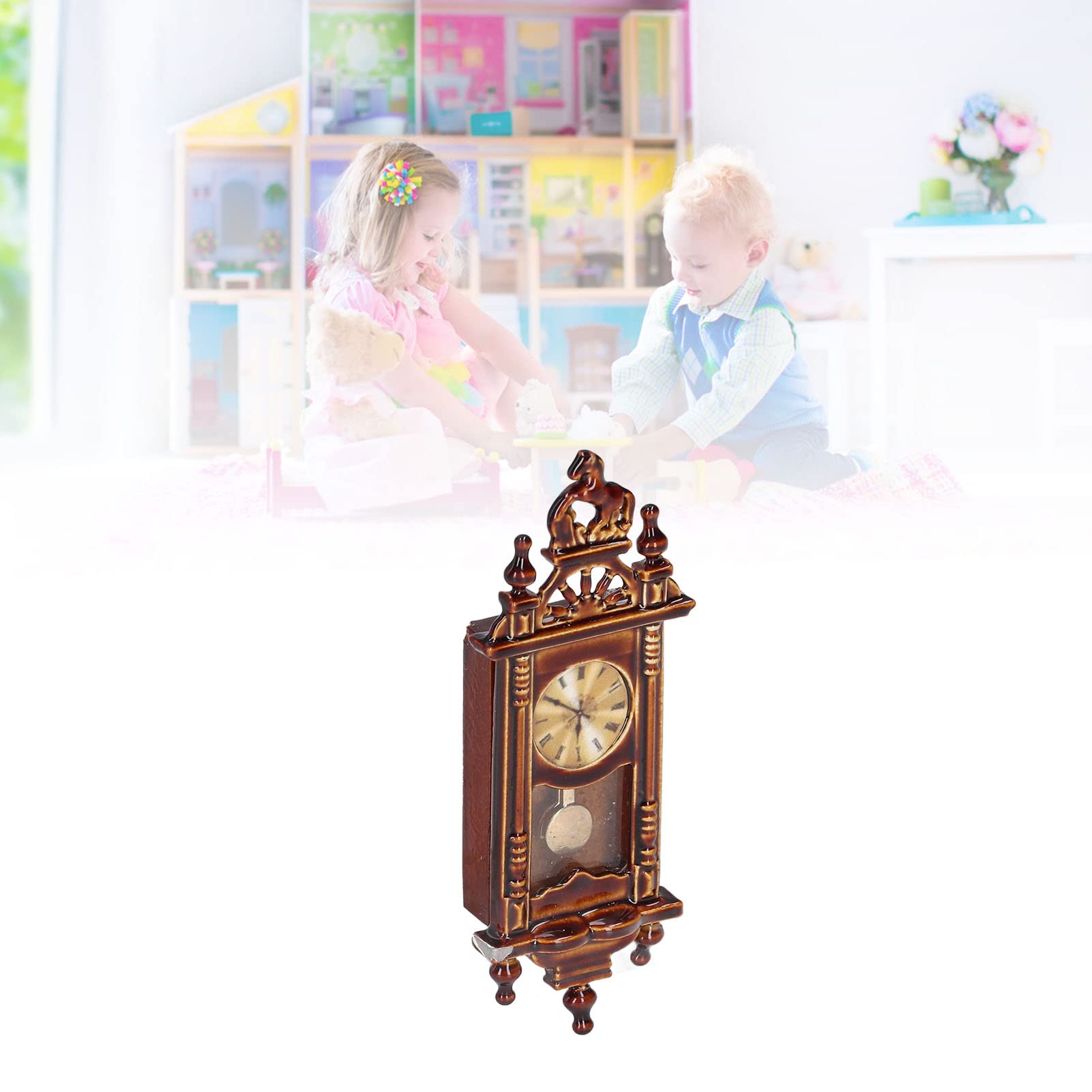 Horloge Murale Vintage En Bois – échelle 1:12 – Accessoire Maison De Poupée – Salon Ou Salle D'étude – Artisanat Précis – 6 X 3,2 X 1,2 Cm
