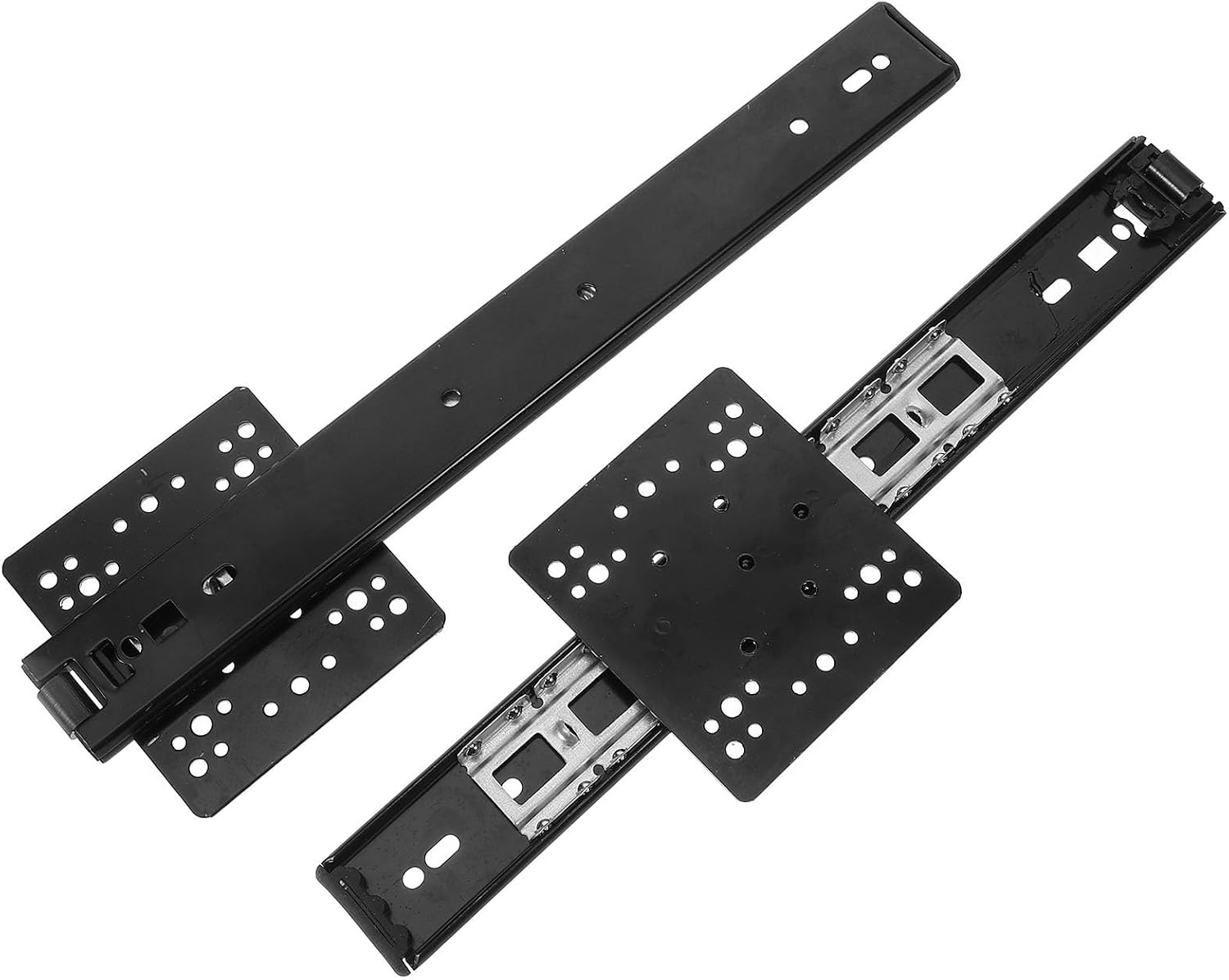 2pcs Black Steel Cabinet Drawer Slides Ball Bearing Replacement Rails | Tv and Wall Cabinet Use, Labor-saving Pressure Resistance, Safe Sturdy Build with Guide Hardware