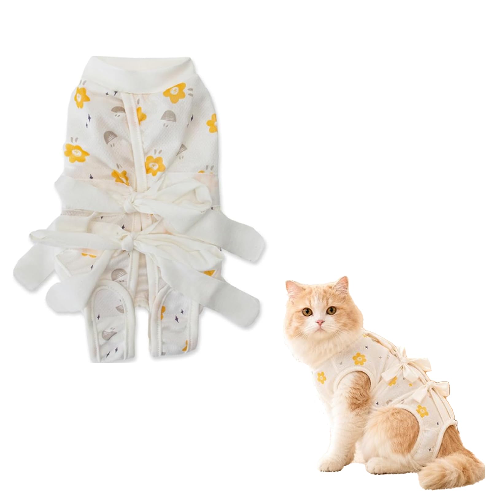 Cat Recovery Suit, Cat Surgery Recovery Suit, Cat Post Surgery Suit, Cat Onesie Post Surgery, Adjustable Tie-Up Cat Onesie for Surgery, Escape-Proof Spay Suit for Female Cats, Noise-Free Cone Alternat