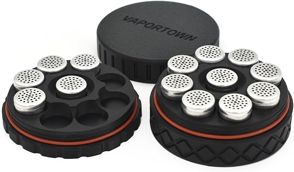 Vaportown Airtight Dosing Capsule Magazine Compatible with Storz & Bickel Mighty and Mighty+ Plus Venty Volcano Crafty + Vaporizer Smell Proof Storage Caddy Holds 18 Caps Travel Container Accessory