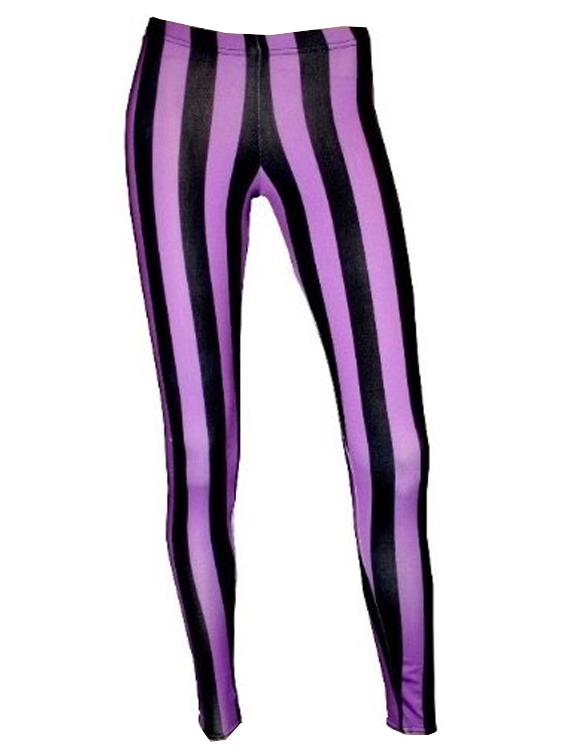 Insanity Vertical Stripes Printed Leggings (L/XL, Purple & Black)