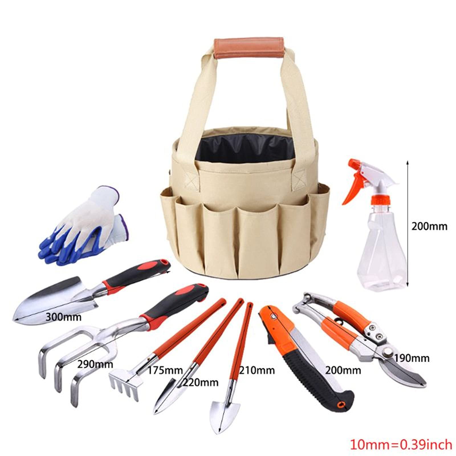 10Pcs Kit di Attrezzi da Giardino Multifunzionale Set di Attrezzi da Giardino Set di Attrezzi da Giardino Forbici da innesto Set di Attrezzi da Esterno con Custodia,