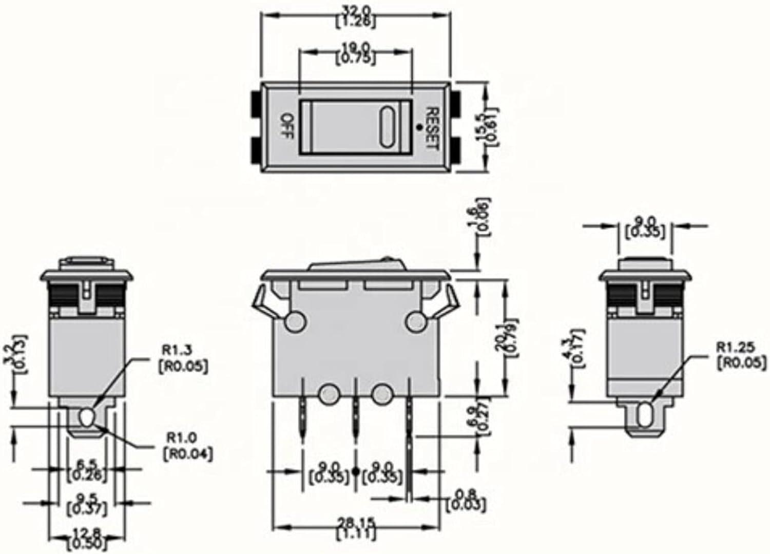 Rocker Switch SS-001 Illuminated red Rocker Switch Thermal Overload Protector Circuit Breaker with Light (Rated Current : 10A)