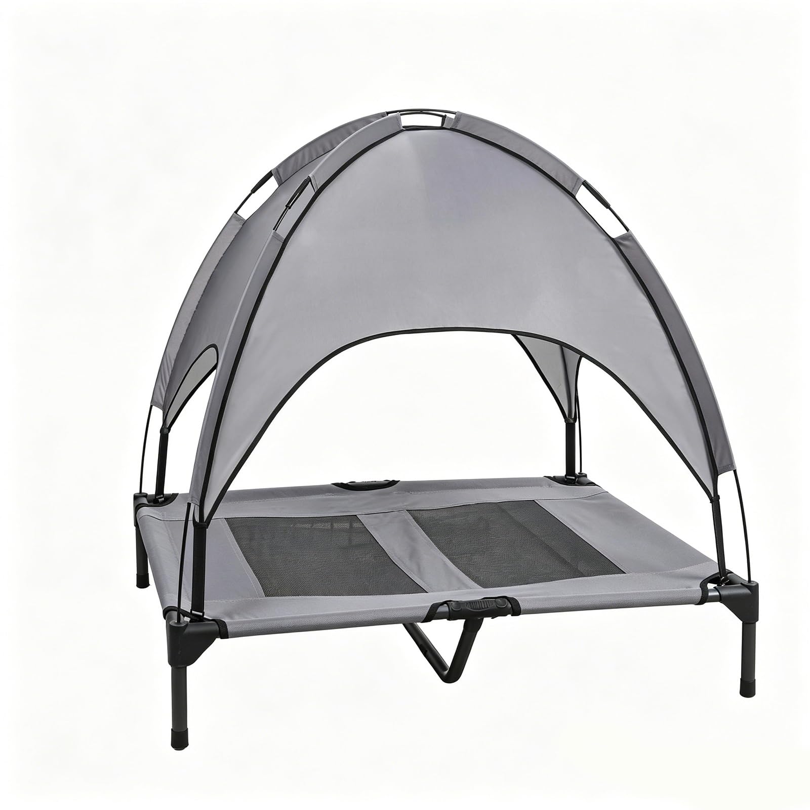 Niche chien extérieur pliable grise et lit surélevé pour chat de voyage