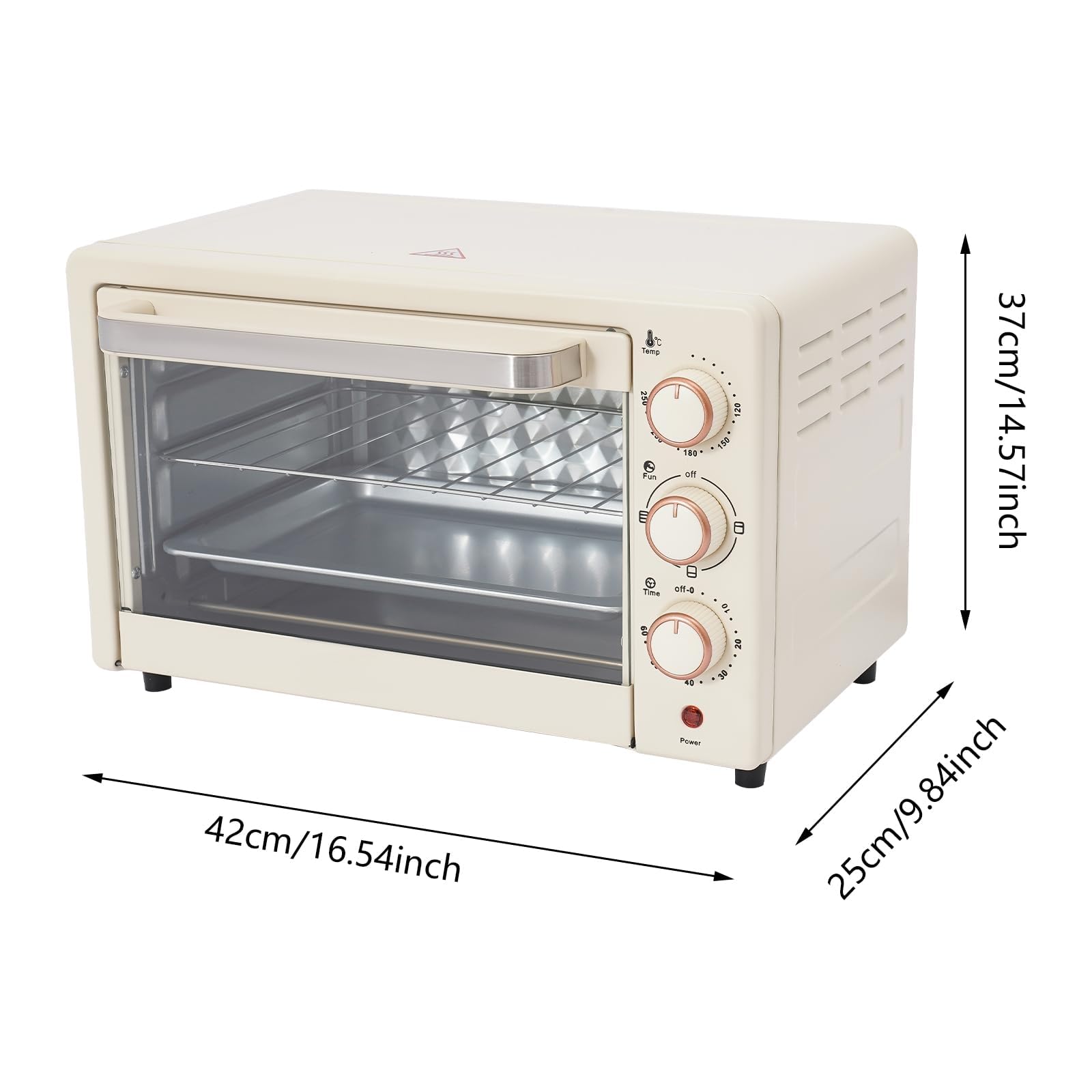 Mini forno da 22 l, piccolo forno con griglia e teglia, timer da 60 minuti, forno per pizza con protezione contro il surriscaldamento, compatto per cucina, famiglia, 1000 W