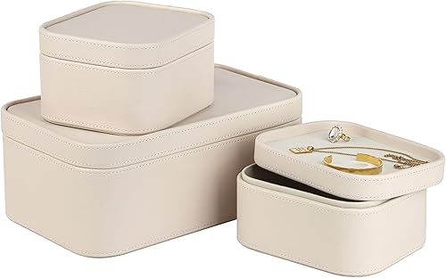 Miniatura 11 de HofferRuffer Cajas de almacenamiento decorativas de piel sintética, cestas de almacenamiento a prueba de polvo con tapas y bandejas, contenedores de