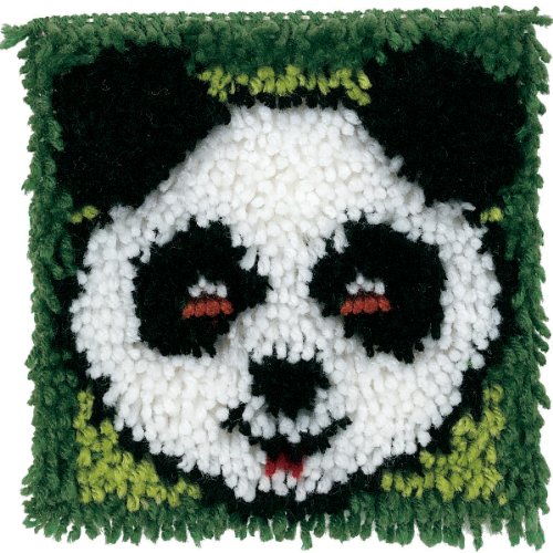 Image of Wonderart 426178C Panda Latch Hook Kit, 8 inch X 8 inch