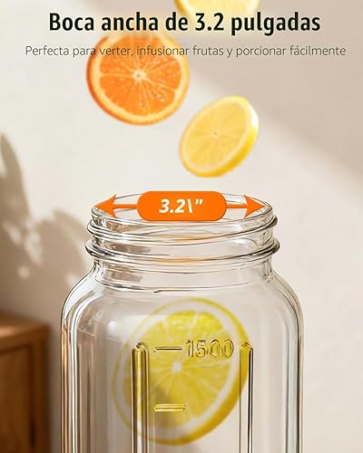 Miniatura 5 de Jarra Mason Jar de 64 oz – Jarra de vidrio hermética y a prueba de fugas con tapa, perfecta para tae helado, té solar, cerveza fría, leche materna
