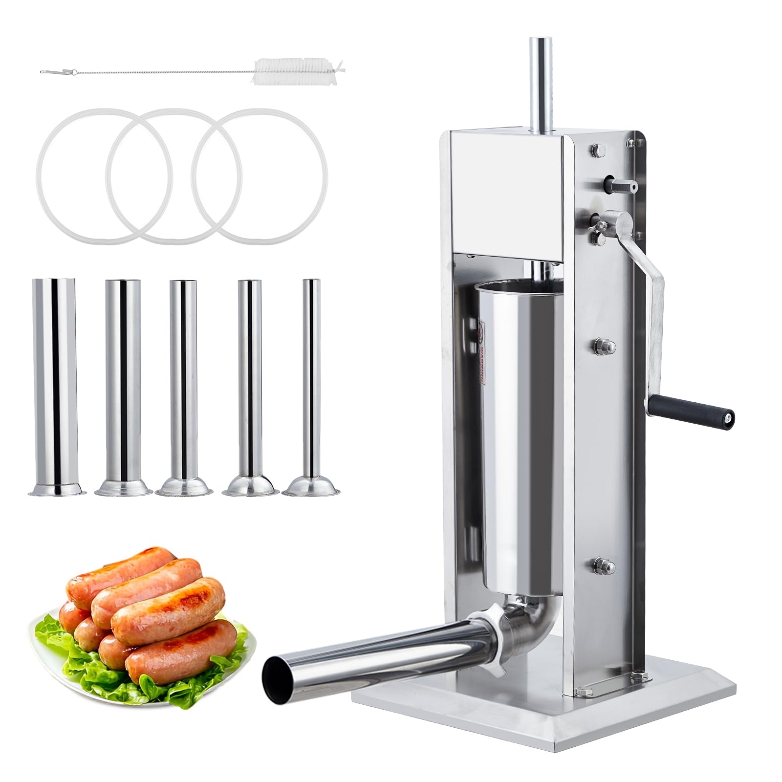 Sausage Stuffer, Manual 22LBS/10L Sausage Maker Machine, Meat Stuffer with Dual Speed, Stainless Steel Heavy Duty Sausage Filler with 4 Stuffing Tubes, for Commercial and Home Use