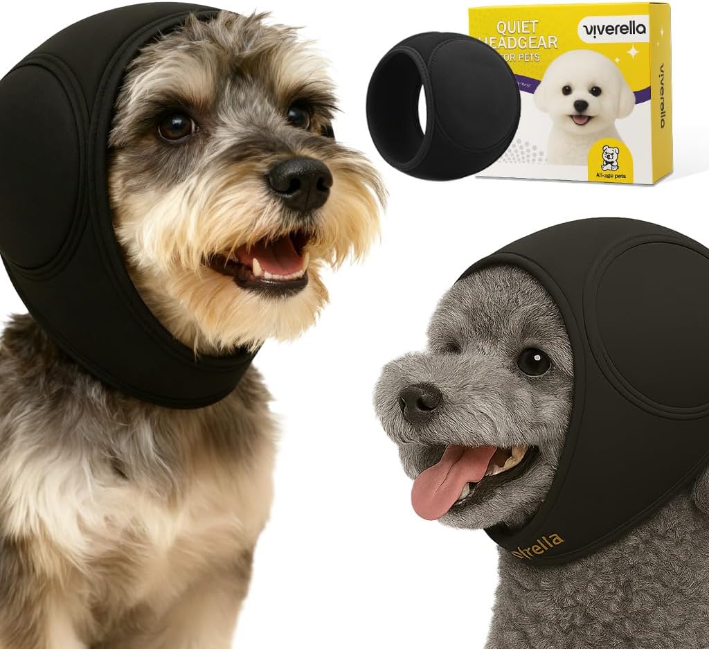 no flap ear wraps for dogs – dog headphones calming hoodie for quiet ears for dogs, dog noise protection snood, stress & anxiety relief, soft cotton ear muffs for thunder & fireworks, small size small(head circle:10"-15")