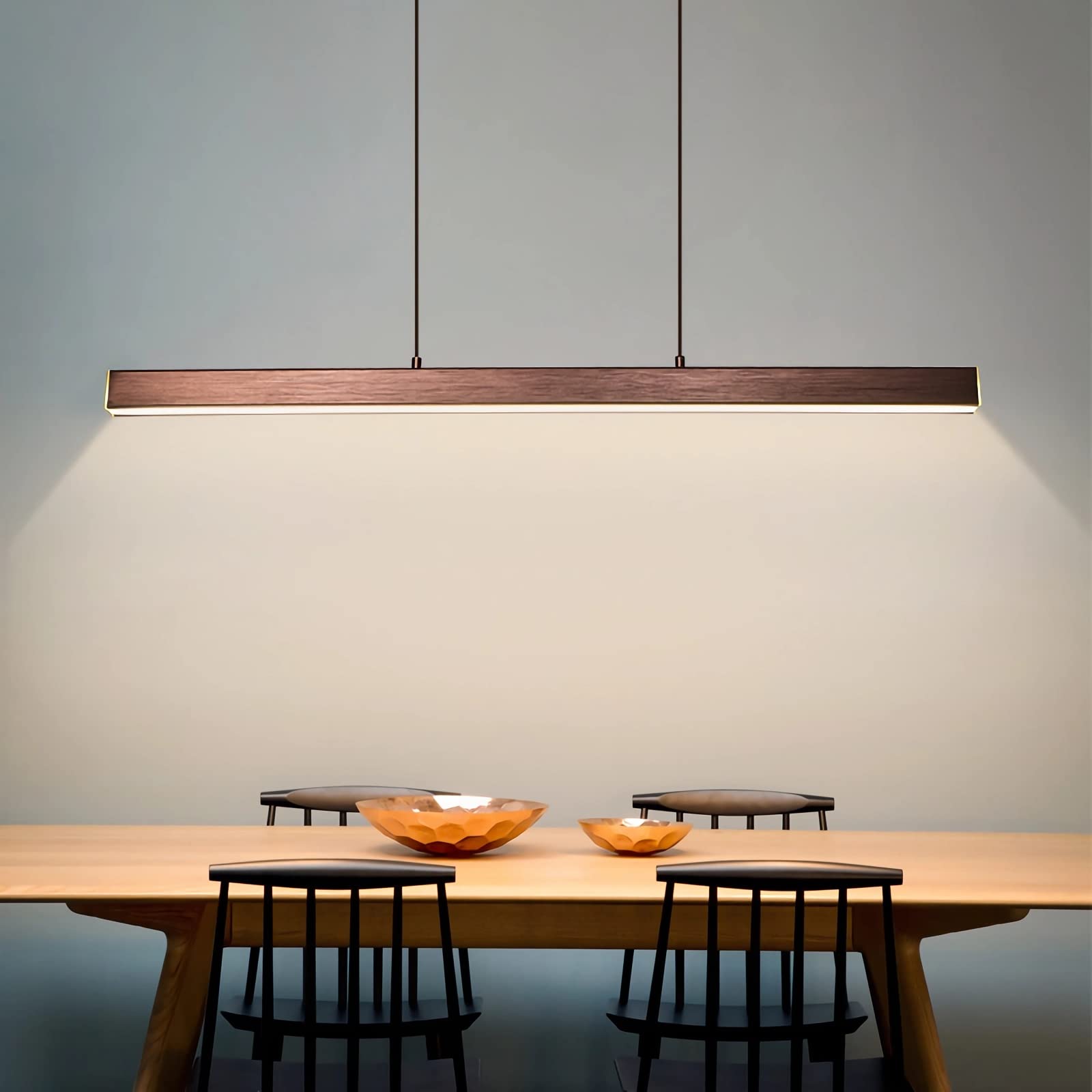 LED pendant light for dining table dimmable with pendant lamp height adjustable Modern pendant light/ceiling light for office dining room Study living room kitchen bar light (Coffee, L80cm)