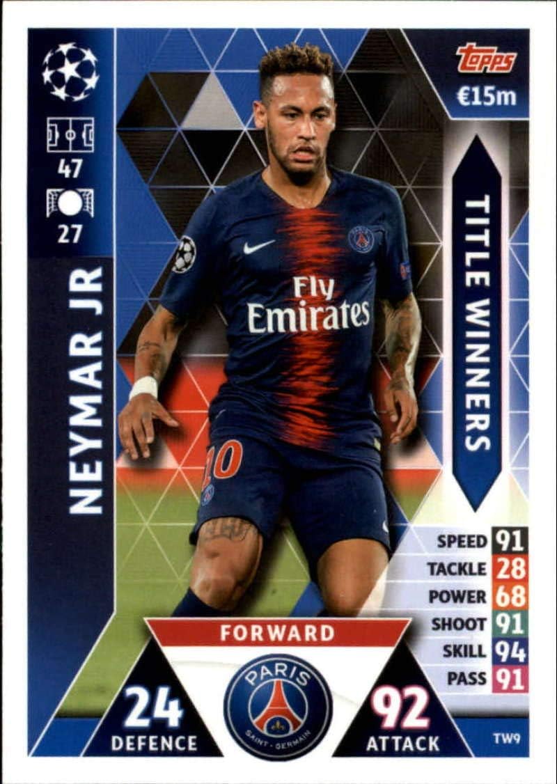 2018-19 Topps UEFA Champions League Match Attax Title Winners #TW9 Neymar Jr Paris Saint-Germain Official Futbol Soccer Card