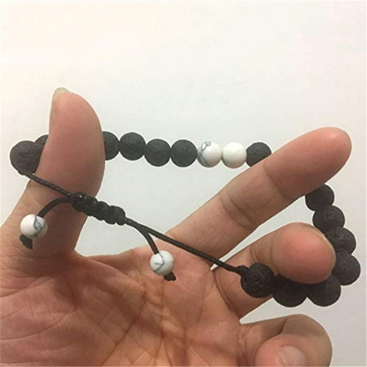 LALANG Handmade Lava Rock Stone Essential Oil Anxiety Diffuser Adjustable Bracelet Unisex(Style 2)