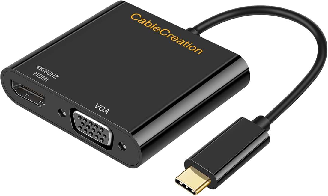 Amazon Com Usb C To Hdmi Vga Adapter Cablecreation Usb Type C To Dual