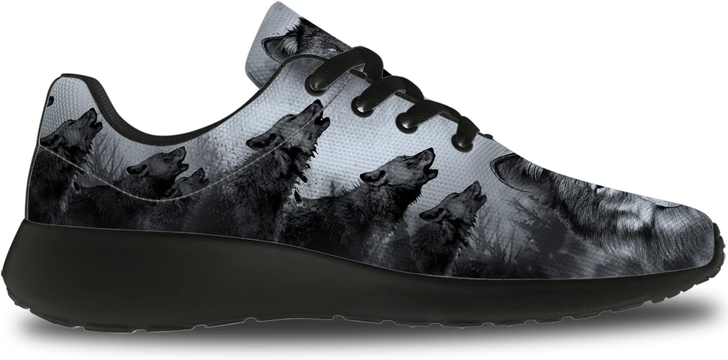 Wolf Design Shoes Mens Womens Running Sneakers Comfortable Casual Tennis Walking Shoes Gifts for Friends