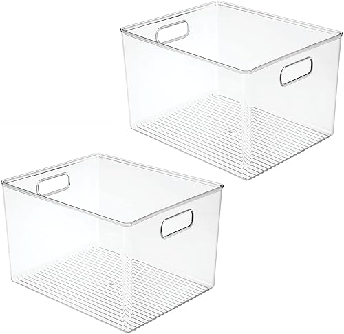 Miniatura 9 de mDesign Contenedor organizador de almacenamiento de plástico para organización de la cocina en despensa, gabinete, encimera, nevera, refrigerador y