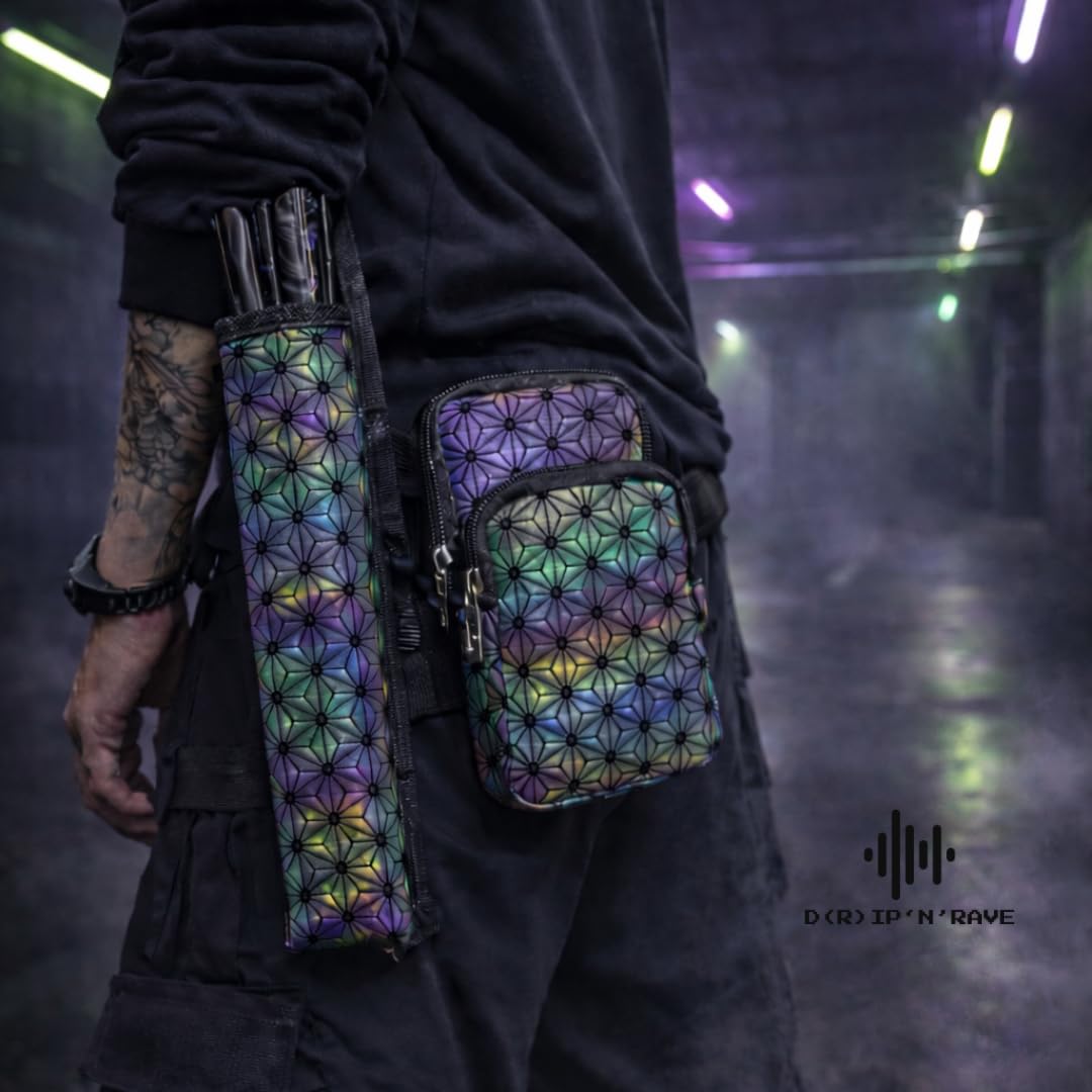 Marsupio con scomparti a mano - Braccio o fascia gamba - Fibbia Cerniere - Impermeabile - Uomo Donna Unisex - Festival Rave Techno Party Pride Club, grigio., s, Marsupio siriano con scomparto separato