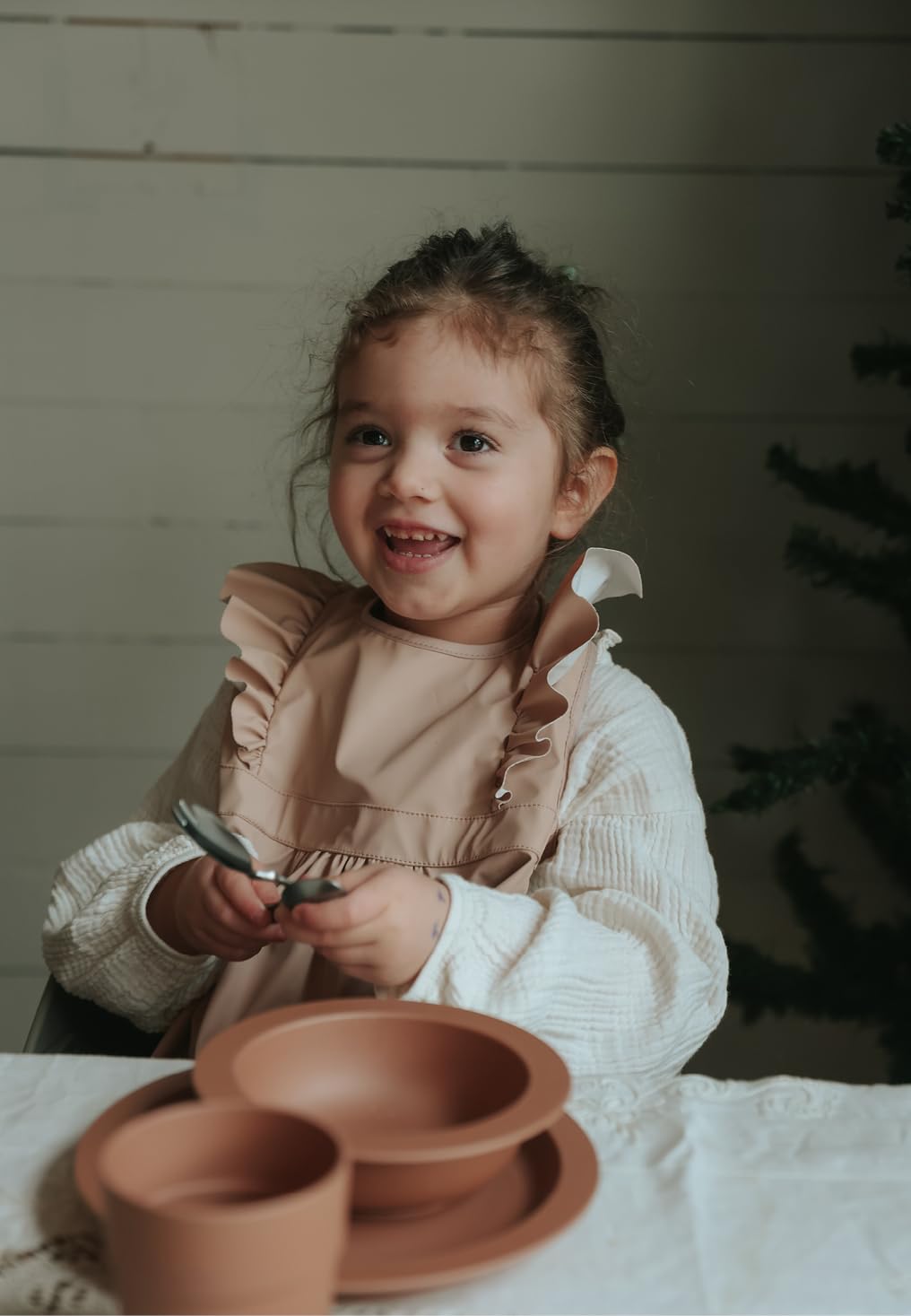 Elodie Details Bavaglino Impermeabile per Bimbo e Bimba Design Scandinavo - Powder Pink, Rosa