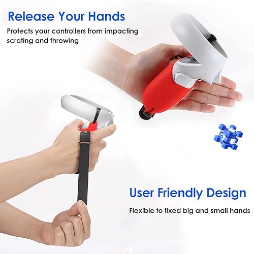 Miniatura 2 de YRXVW Funda de agarre para controlador Oculus Quest 2, empuñaduras de silicona con diseño único con correa ajustable para nudillos, accesorios