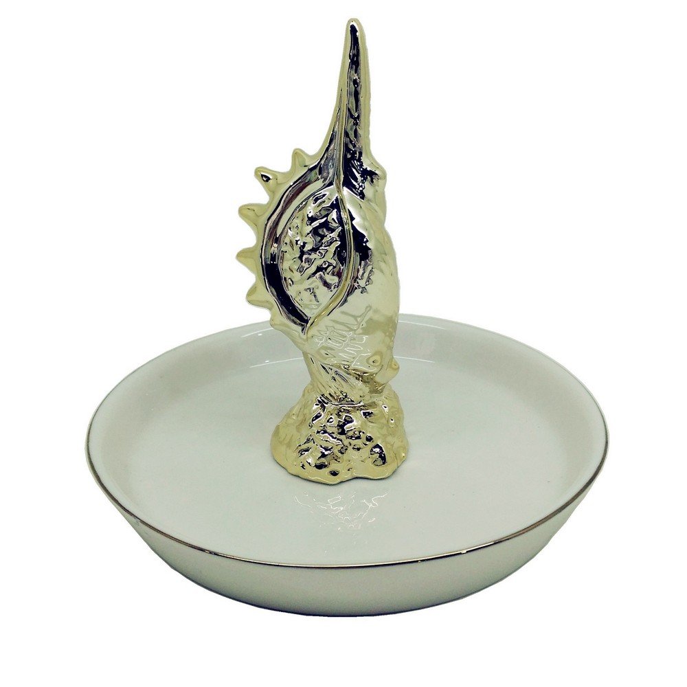 Turtle King Corp Jewelry Holder/Tray, White with Gold Accent