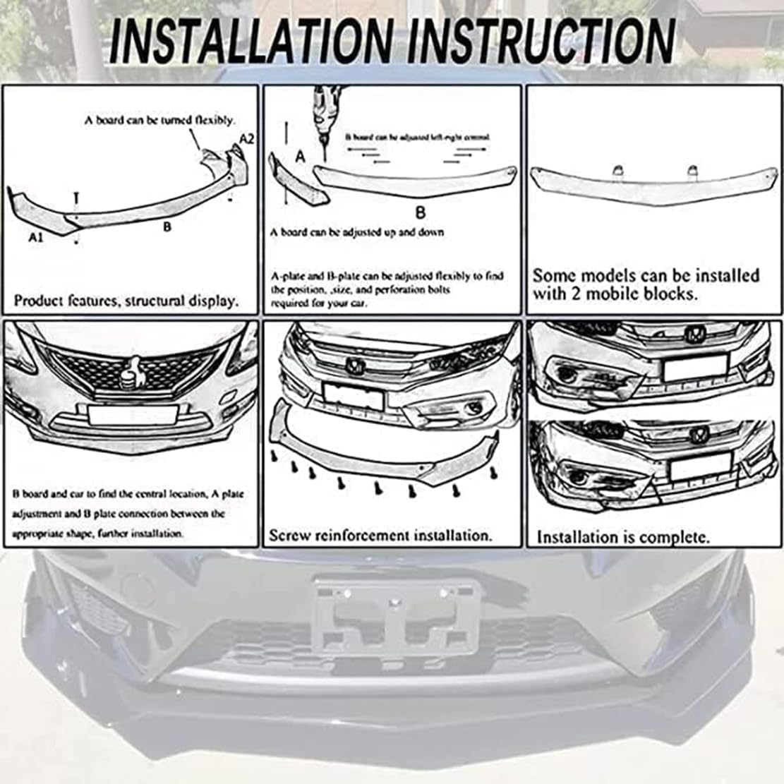Lame de Pare-Chocs Avant,pour BM-W 1 Series F20 F21 M-Pack 2015-2019 118i 120i,Lame de Pare-Chocs Avant Spoiler Splitter