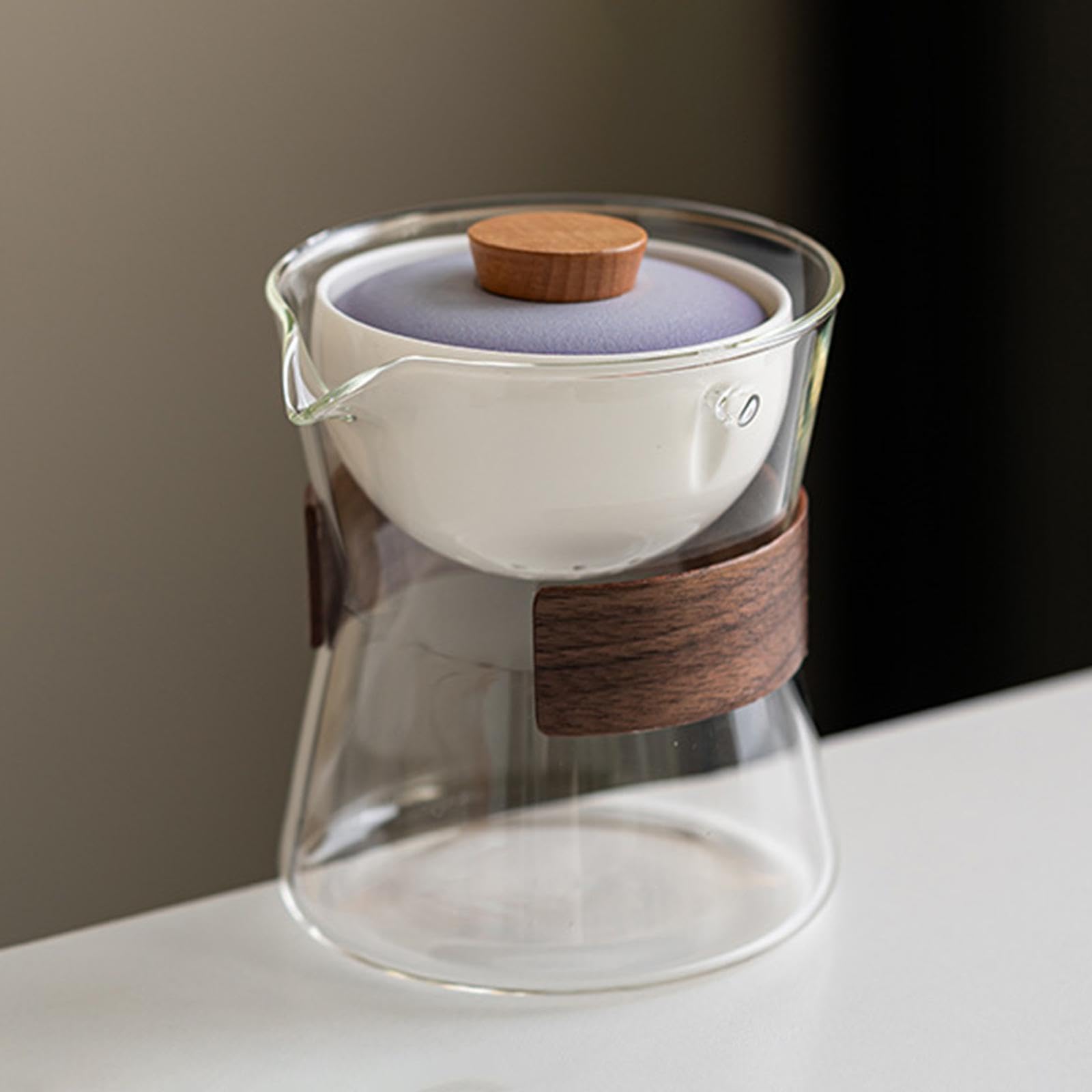 Milageto Tetera de Vidrio, Tetera de y florecientes, vajilla, Tetera portátil extraíble, Tetera Gong Fu para Camping, Viajes, hogar, Tapa Gris Degradado