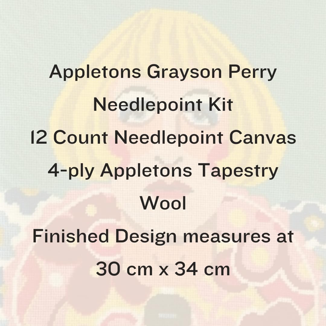 HM NABAVIAN Appletons Wool Needlepoint Kit – Portraits Range - Grayson Perry Designed by Emily Peacock