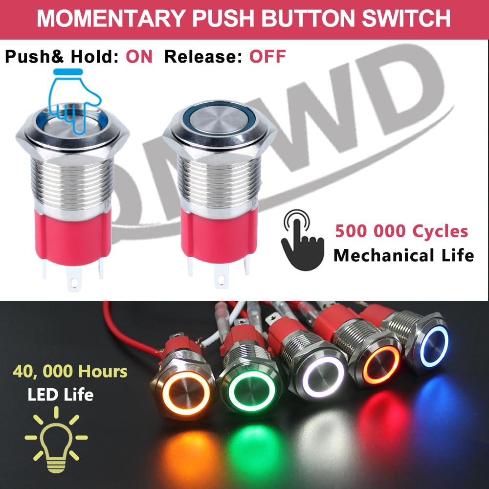Snapklik.com : DMWD 16mm Heavy Duty Momentary Metal Push Button Switch ...