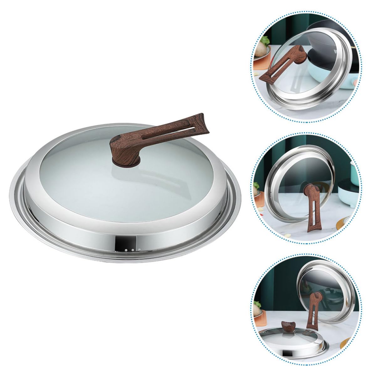 Ciieeo Coperchio in Vetro per Pentola da 34 Cm Manico Ribaltabile, Coperchio Anti-spruzzo per Wok e Padelle, Adatto per Cucina Domestica e Uso Ristorazione
