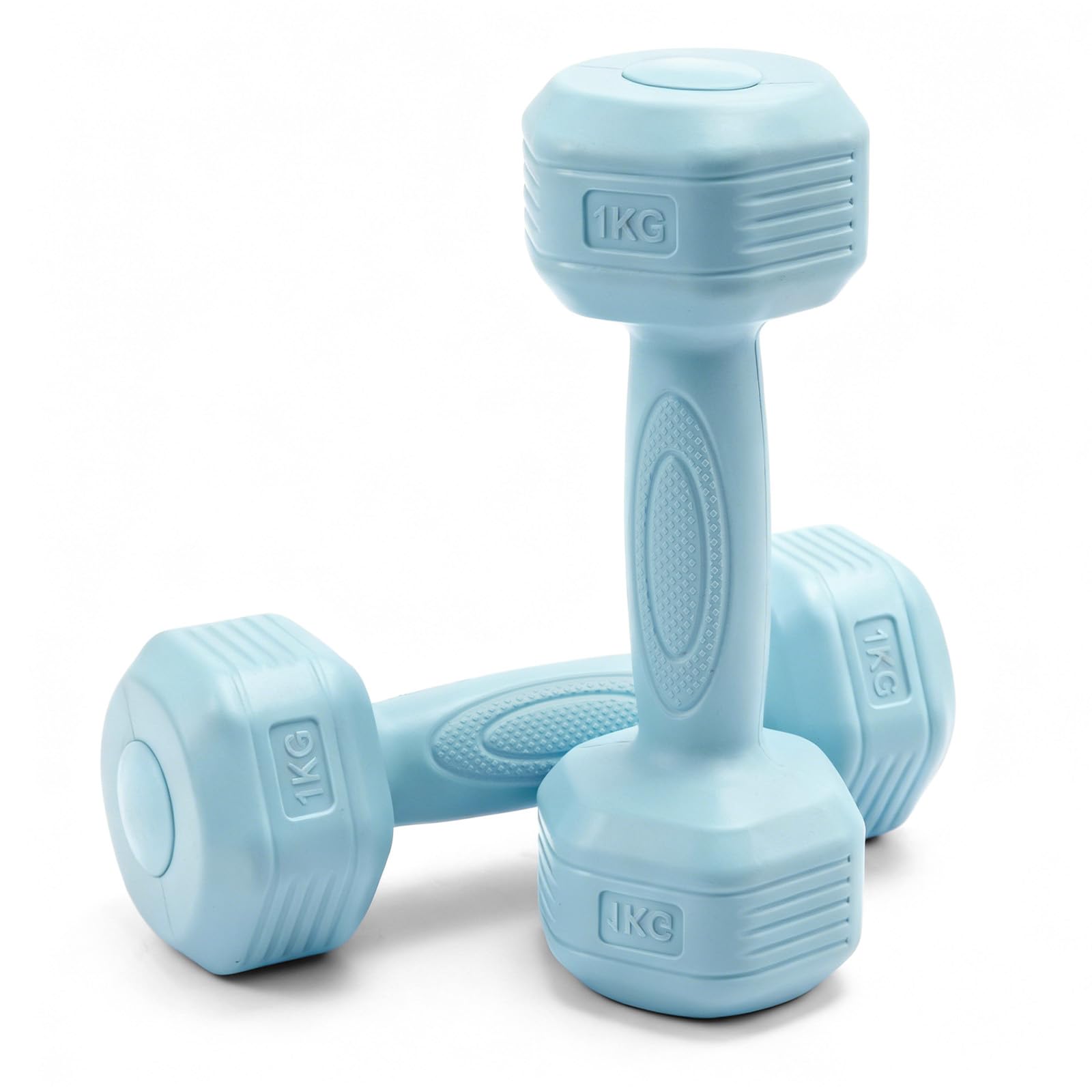LN COZY CORNER 2PCS Neoprene Coated 1Kg Dumbbells Set for Home Fitness Strength Training Workout (Blue)