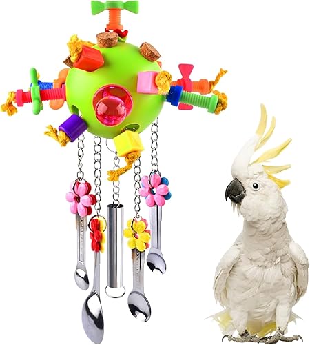 LWINGFLYER Bird Toys, Parrot Pull Spoons Toys Bird Chew Toys for Medium and Large Parrot, African Grey, Caique, Quaker, Small Cockatoo, Mini Macaw, Parrots Small to Medium Birds