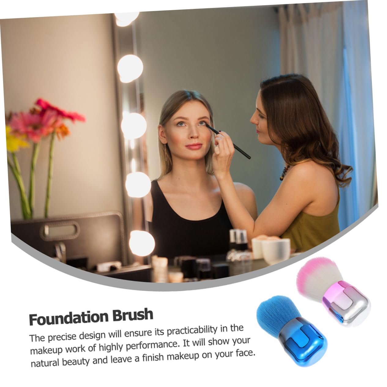 IWOWHERO Blusher Brush Short Handle Makeup Brush Set Foundation Travel Blush Brush Loose Powder Foundation Brush for Professional Home Use