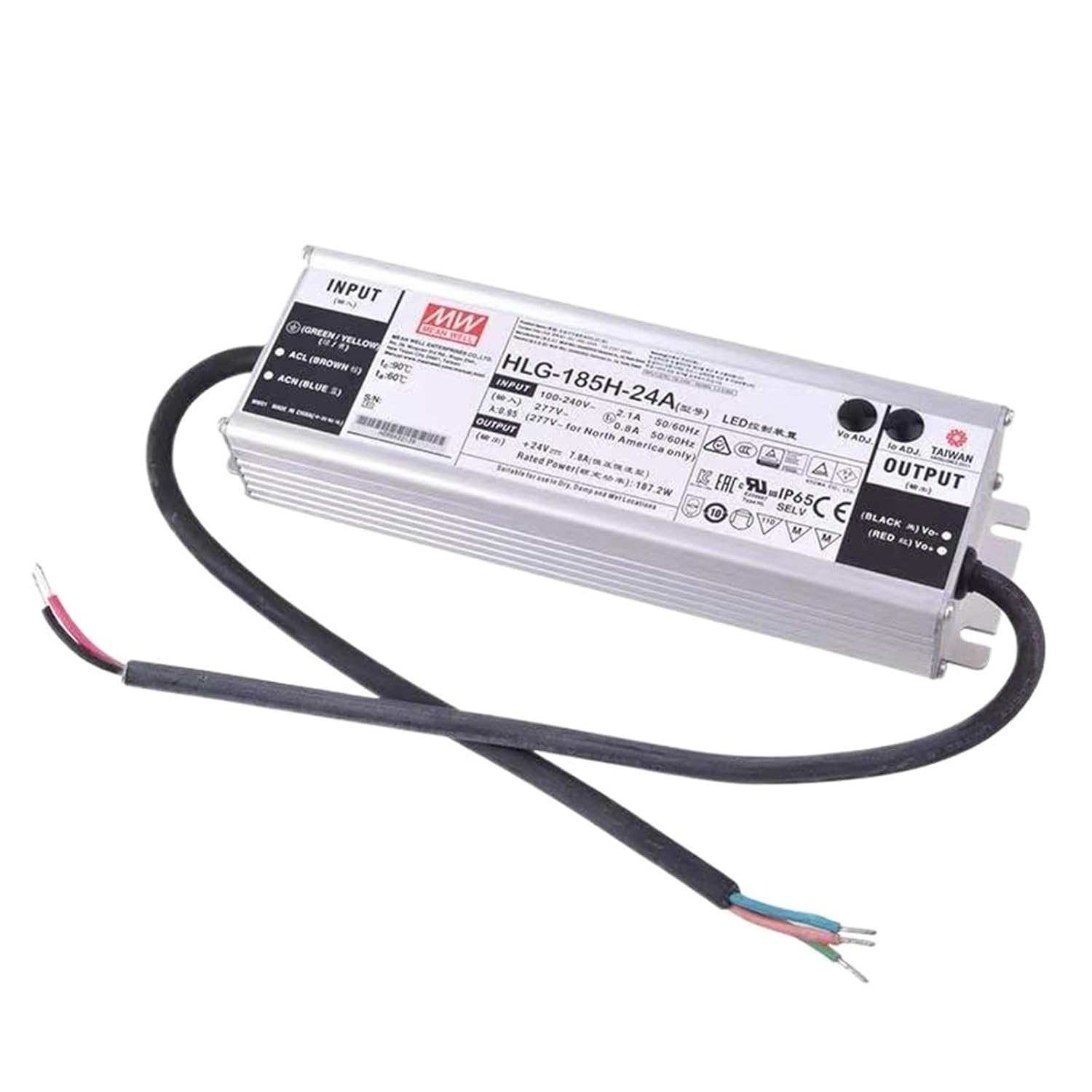 HLG-185H-48A 48V 3.9A Constant Voltage LED Lighting Driver PFC IP65 AC-DC Indoor Outdoor