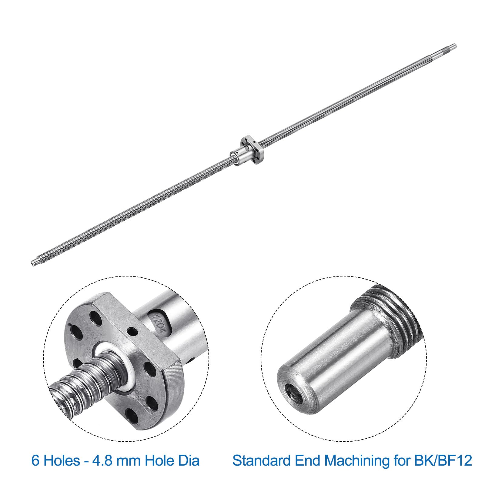 QUARKZMAN Kugelgewindetrieb SFU1204 (Durchmesser 12mm Steigung 4mm Länge 1200mm) Mit Kugelgewindemutter Anti-Spiel Kugelgewindetrieb Set Standard Endbearbeitung