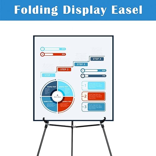 Miniatura 6 de Falling in Art Soporte de caballete de exhibición de aluminio negro de 66 pulgadas de alto, soporte de presentación de altura ajustable, trípode