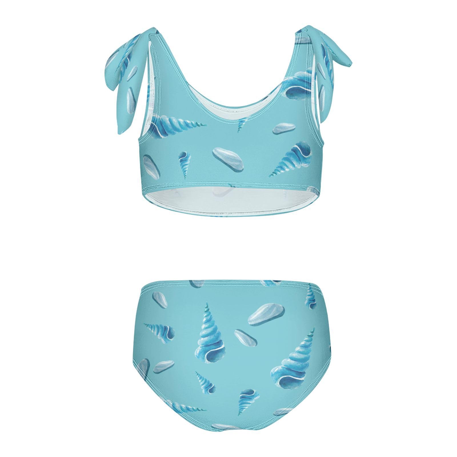 Dussdil Blue Shells Conch Girls Swimsuits 2 Piece Swimwear Bikini Set Beach Bathing Suit for Summer Girl Kids 3T