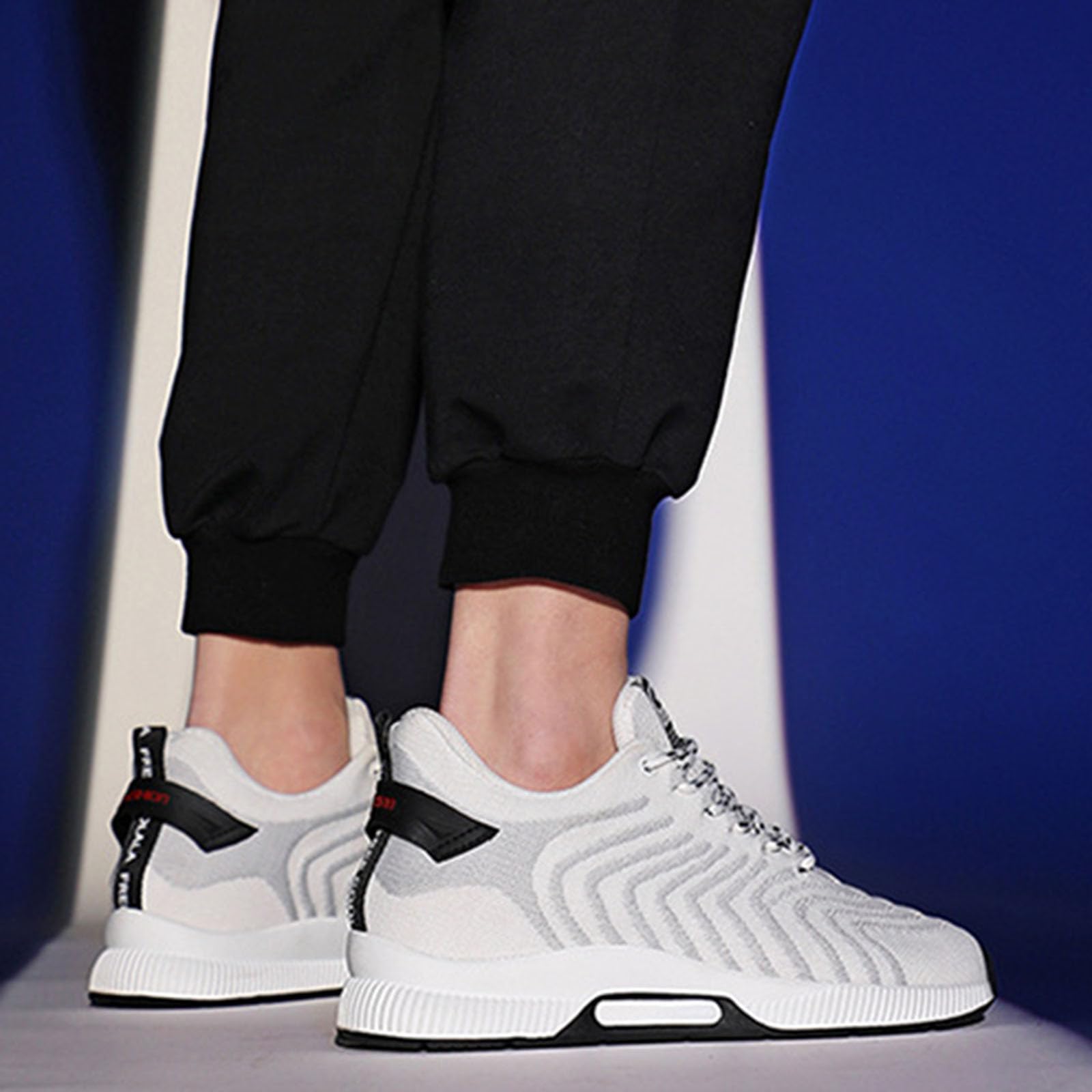 Generisch Paar Herrenschuhe mit Erhöhung, lässige Mesh-Sneaker, leichte, atmungsaktive Sportschuhe zum Schnüren mit verstecktem Hebeabsatz für Männer, 10 cm