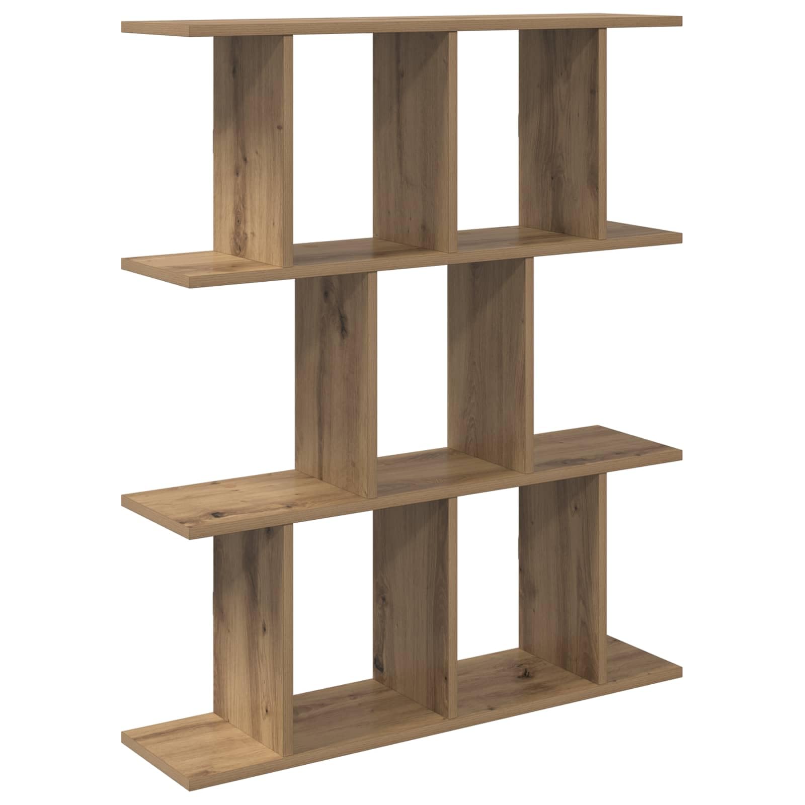 Estantería de pared roble Artisan de madera con 11 compartimentos para salón y dormitorio